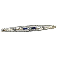 14 Karat 2-Tone Diamond and Sapphire Long Pin