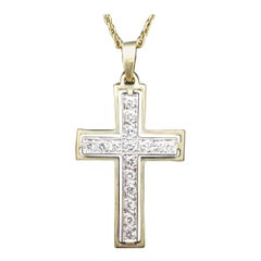 14 Karat 2-Tone Diamond Cross and Chain
