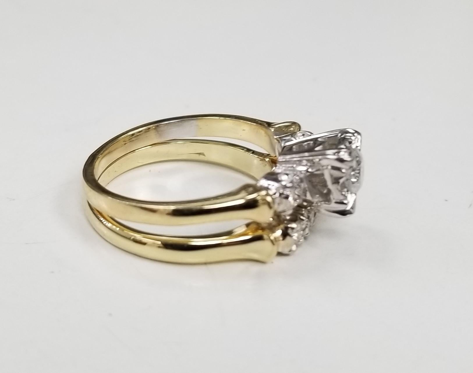 Art Deco 14 Karat 2-Tone Diamond Wedding Set Total Weight .64pts For Sale