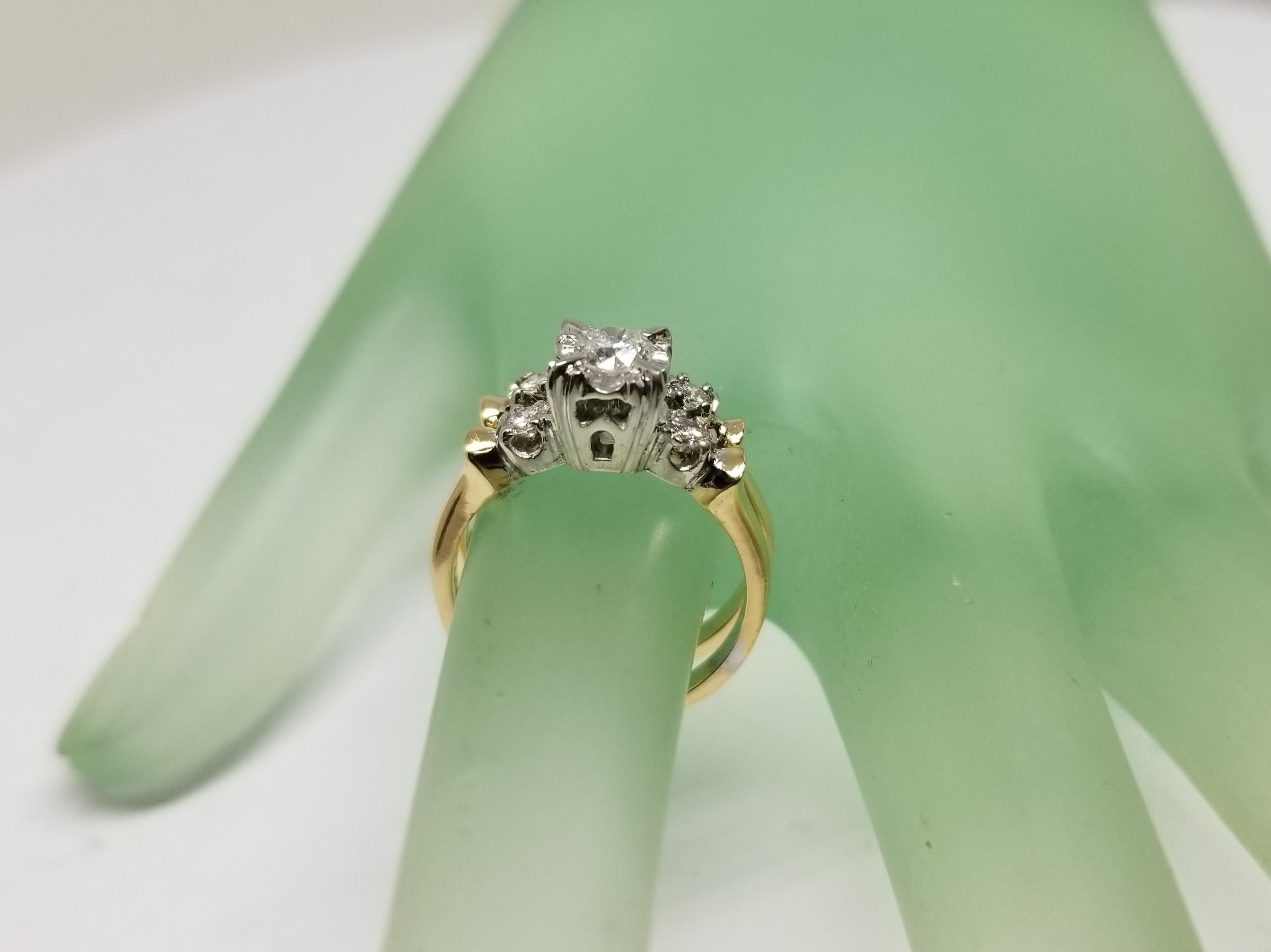 14 Karat 2-Tone Diamond Wedding Set Total Weight .64pts For Sale 2