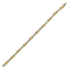14 Karat 2-Tone Diamond "X" Tennis Bracelet 1.66 Carat