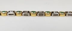 14 Karat 2-Tone Gold Emerald and Diamond Bracelet