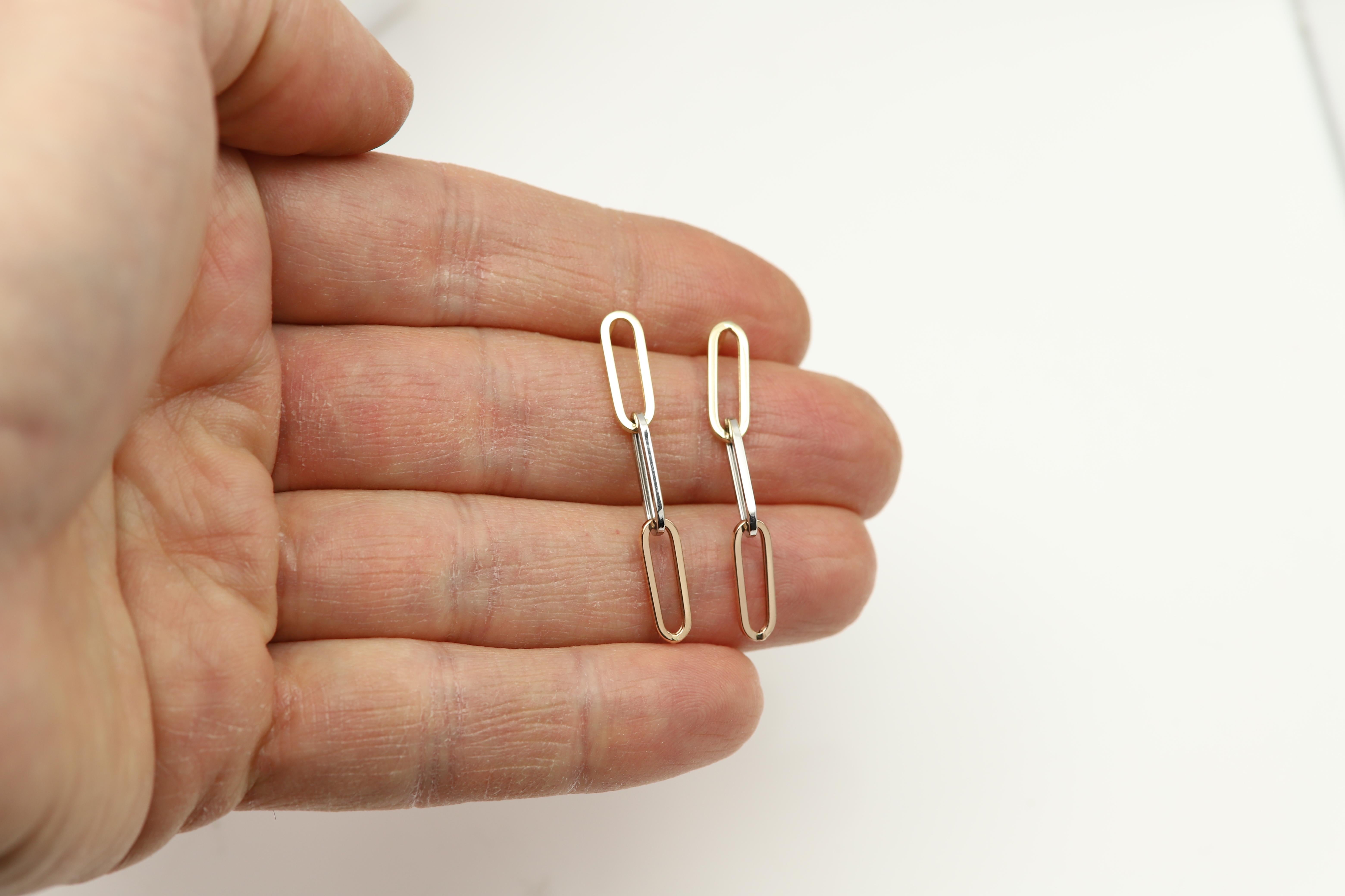 De las mujeres Pendientes de clip de oro de 14 quilates de 3 colores de 5 mm colgantes de 1,5' pulgadas de largo en venta