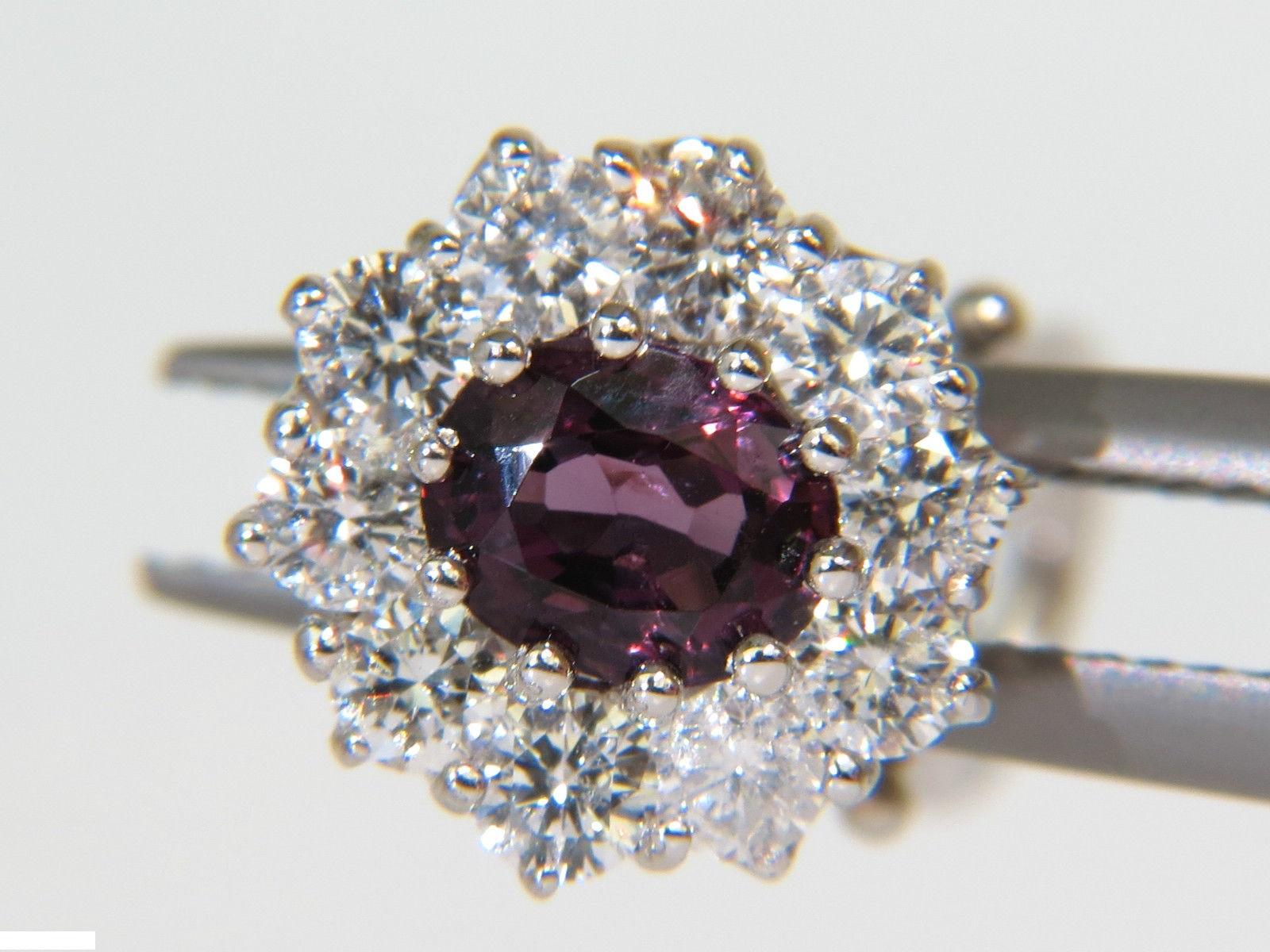 14 Karat 3.36 Carat Natural Purple Spinel Diamond Cluster Earrings and Omega In New Condition For Sale In New York, NY