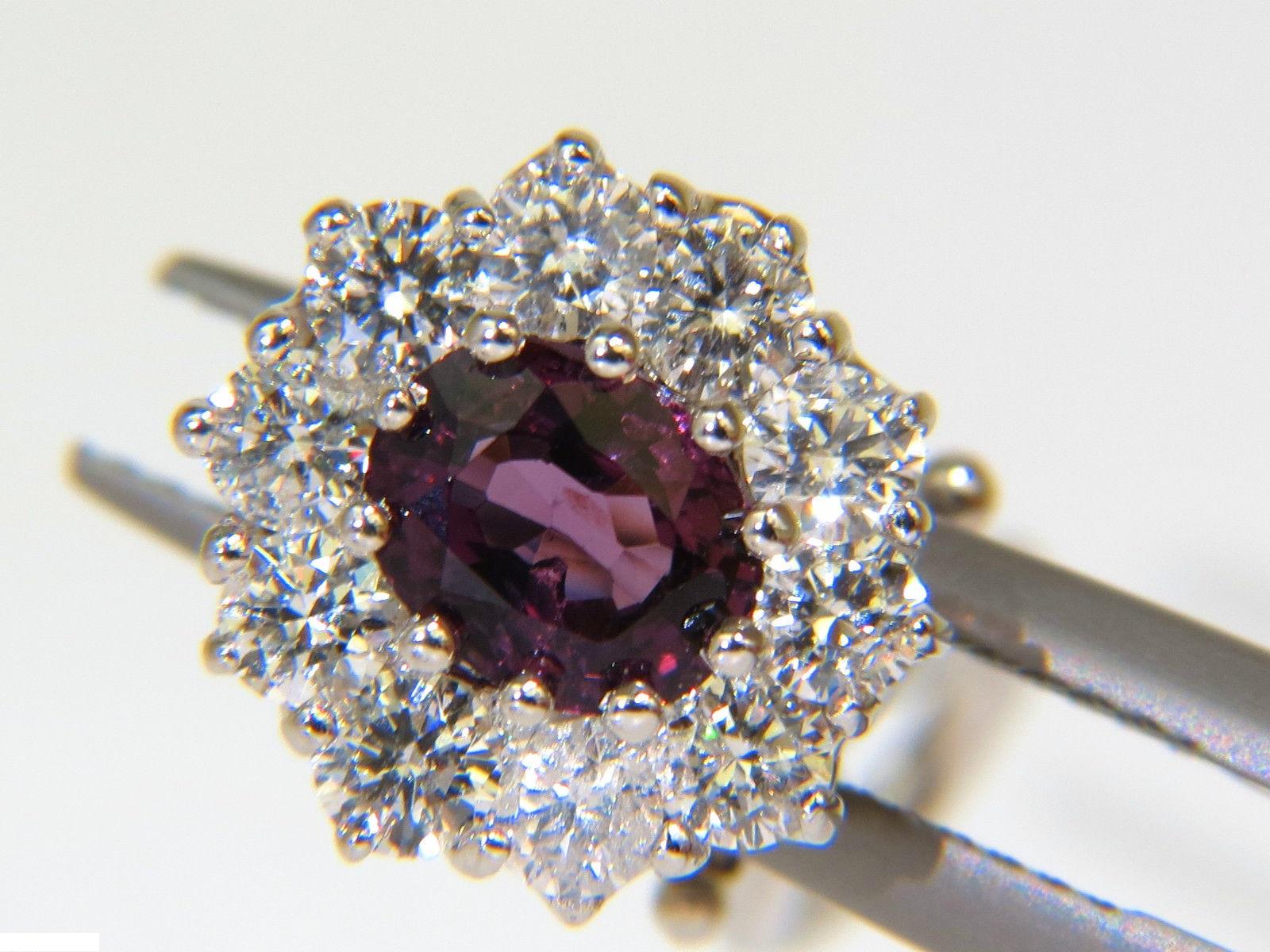 14 Karat 3.36 Carat Natural Purple Spinel Diamond Cluster Earrings and Omega For Sale 4
