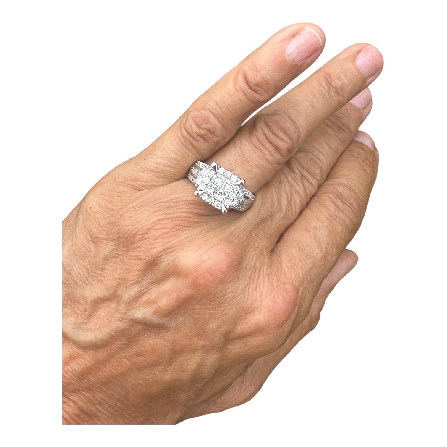 14 karat 3,50 karat prinzessin diamant cocktail ring weißgold (Zeitgenössisch) im Angebot