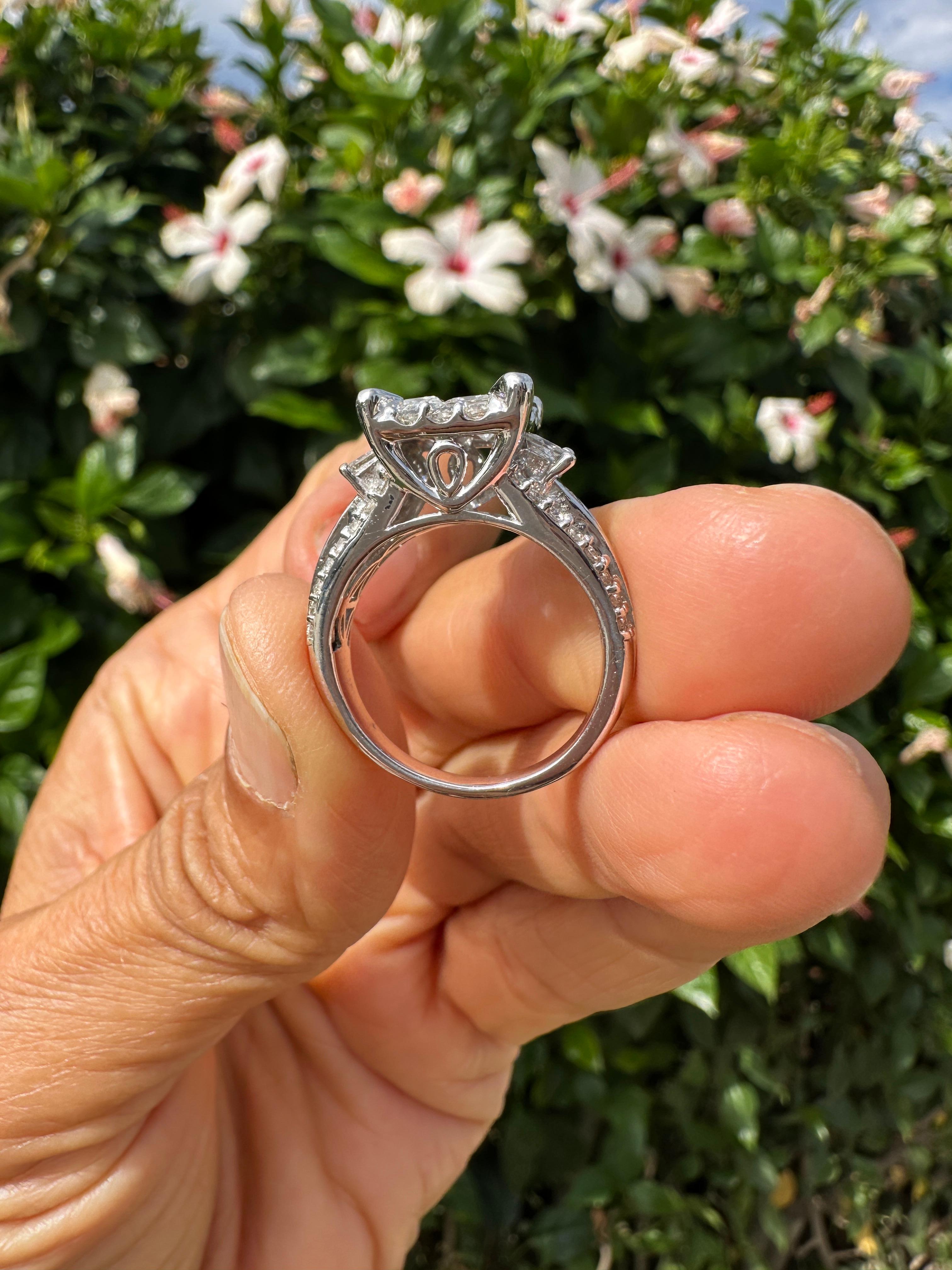 14 karat 3,50 karat prinzessin diamant cocktail ring weißgold im Angebot 2