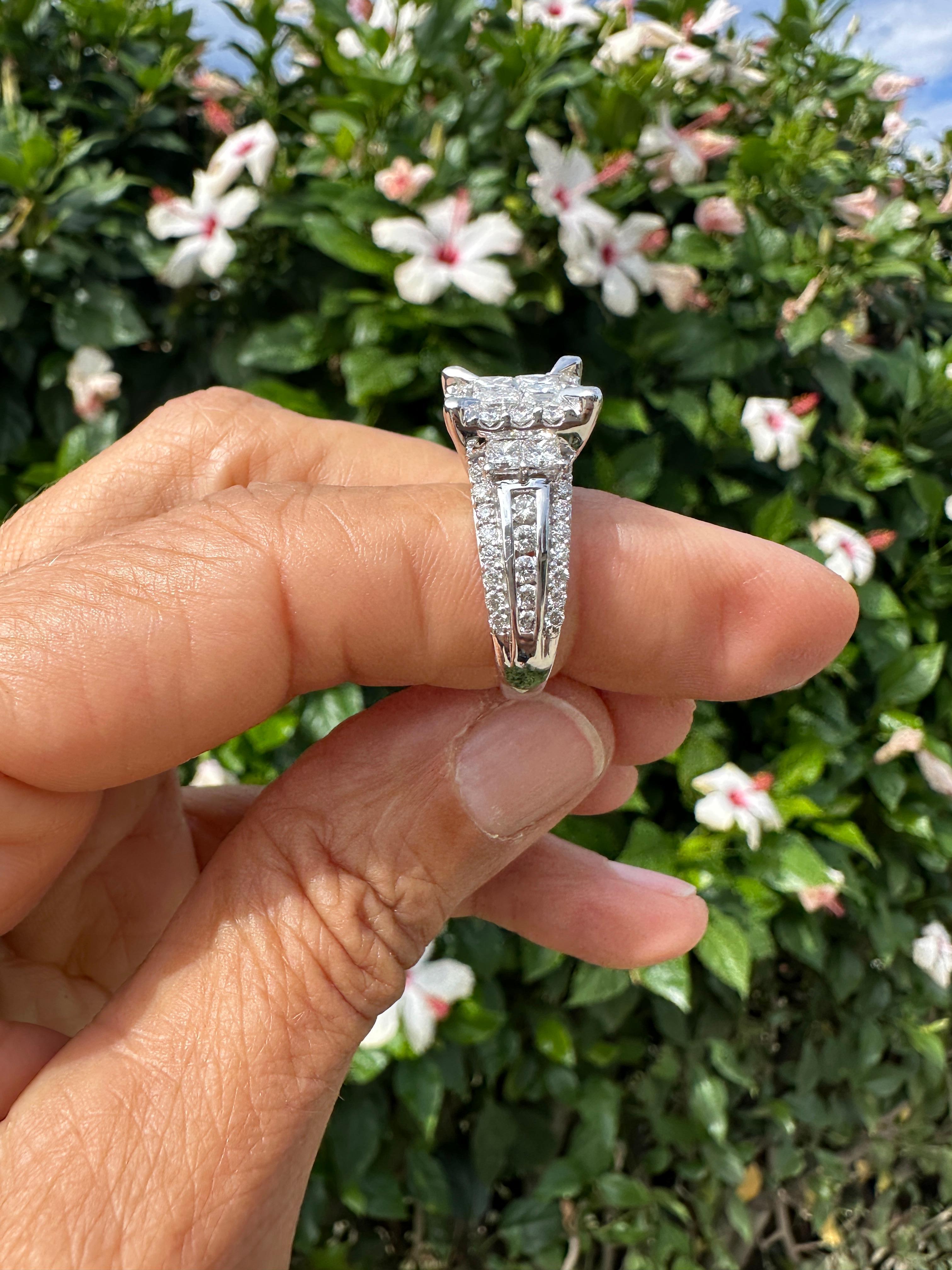 14 karat 3,50 karat prinzessin diamant cocktail ring weißgold im Angebot 3