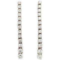 14 Karat 3.98 Carat Long Diamond Earrings White Gold