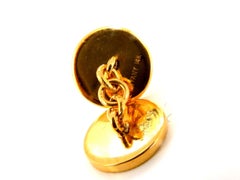 14 Karat 3D Circular Double Textured Gold Cufflinks Tread Lines