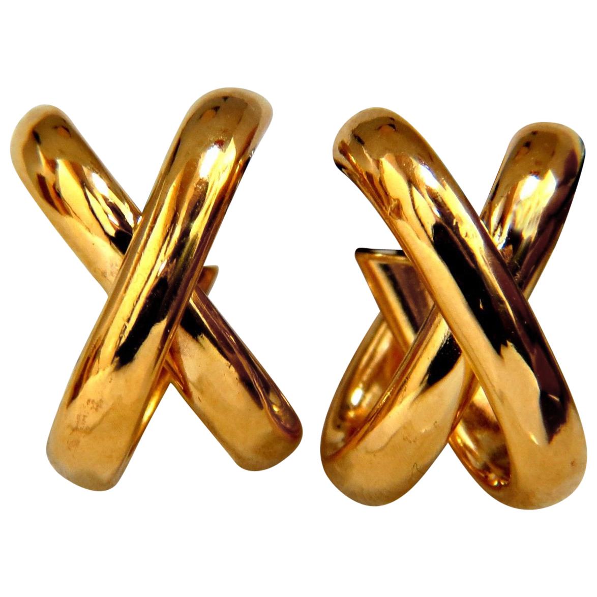 14 Karat 3D Knot "X" Earrings Lightweight