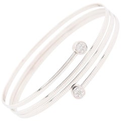 14 Karat 4 Band Wrap Bracelet with Diamond Bezel Ends White Gold 