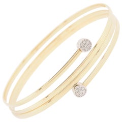 14 Karat 4 Band Wrap Bracelet with Diamond Bezel Ends Yellow Gold