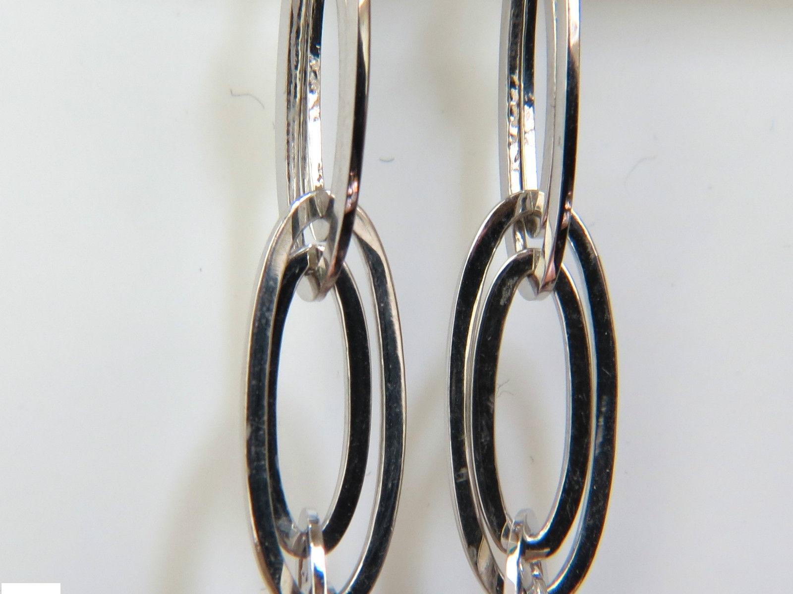 14 Karat .46 Carat Elongated Ovals Diamond Dangle Earrings Hinged For Sale 5