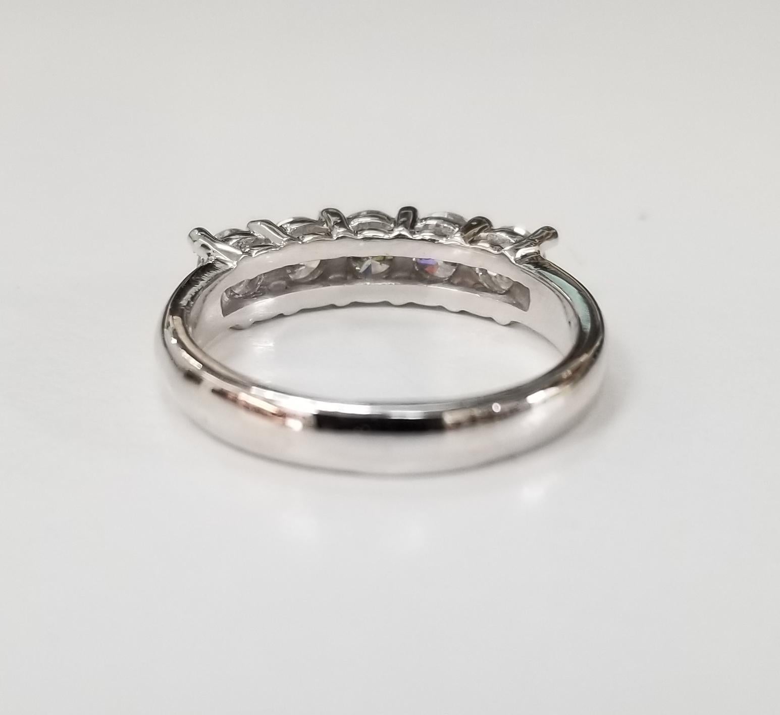 Contemporary 14 Karat 5-Stone Diamond Ring Weighing .95pts For Sale