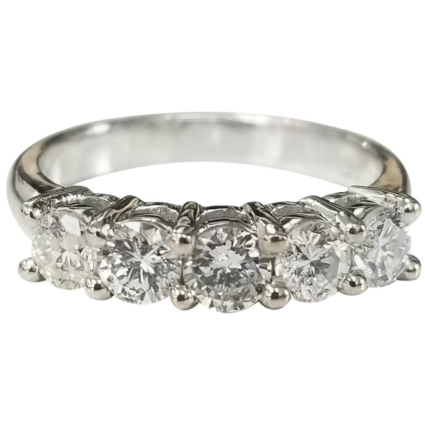 14 Karat 5-Stone Diamond Ring Weighing .95pts For Sale