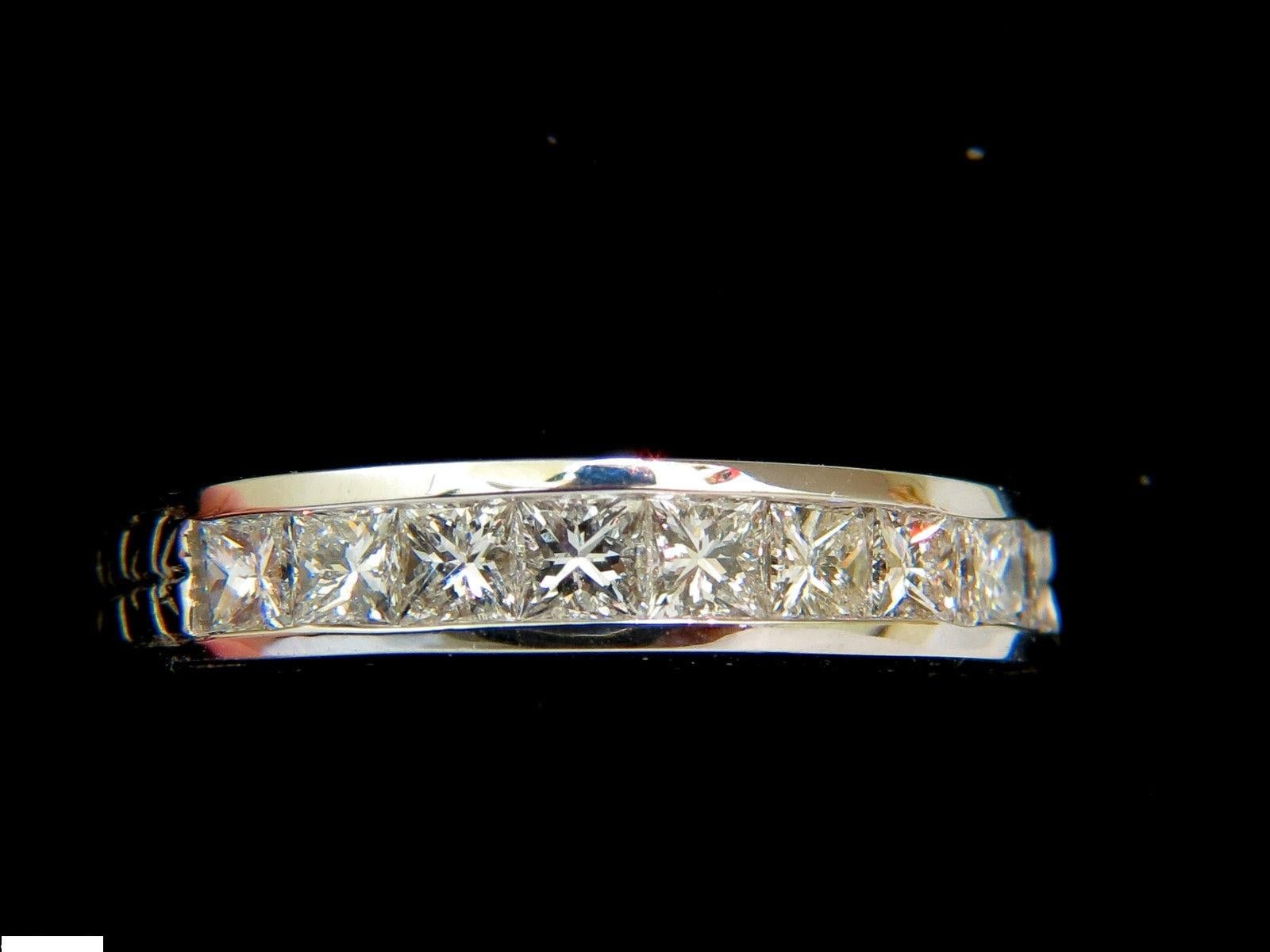 14 Karat 0,72 Karat Diamanten Edwardian Deco Revival Band Prinzessinnenschliff (Carréschliff) im Angebot