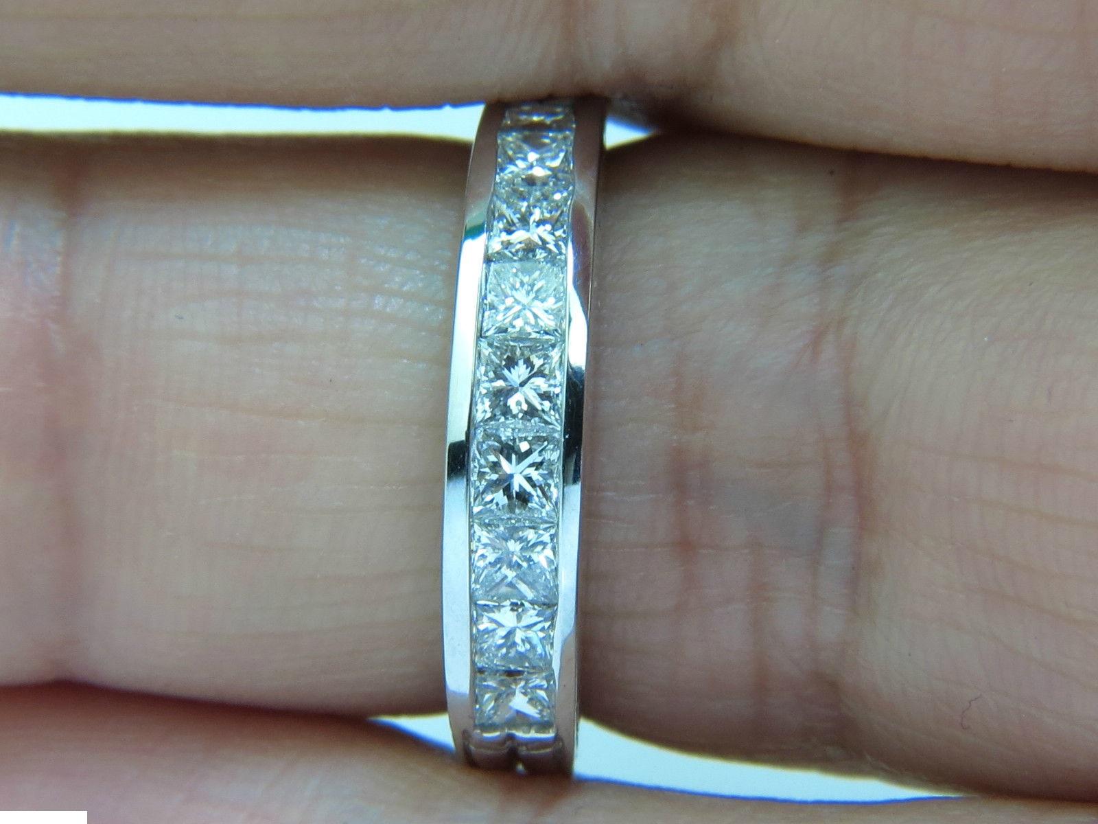 14 Karat .72 Carat Diamonds Edwardian Deco Revival Band Princess Cuts For Sale 3