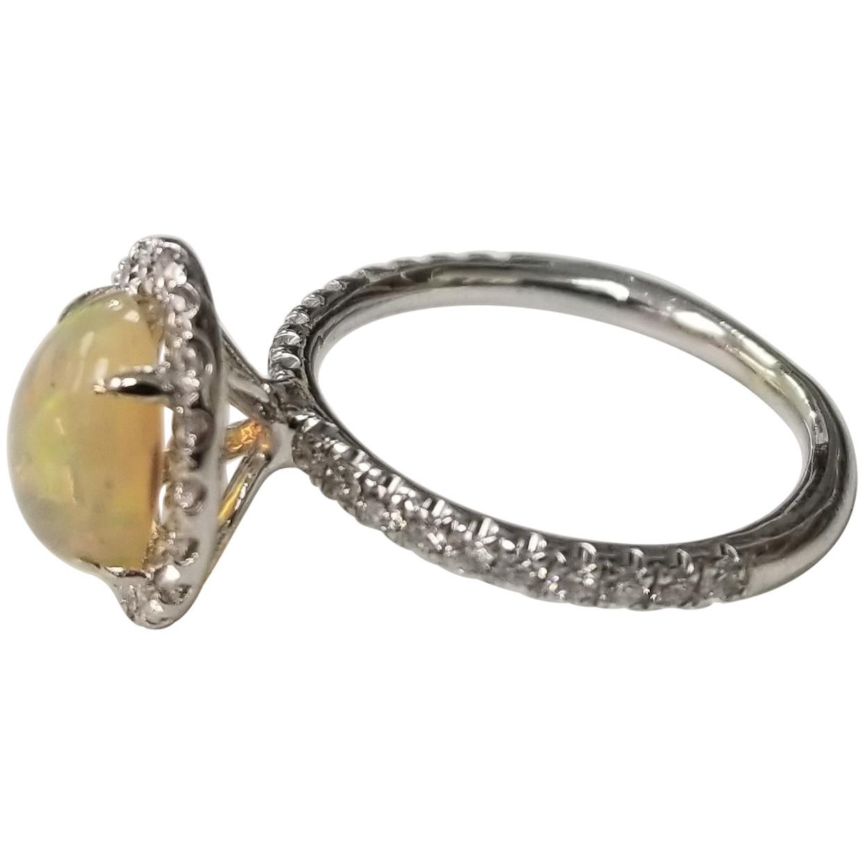 14 Karat African Opal and Diamond Ring