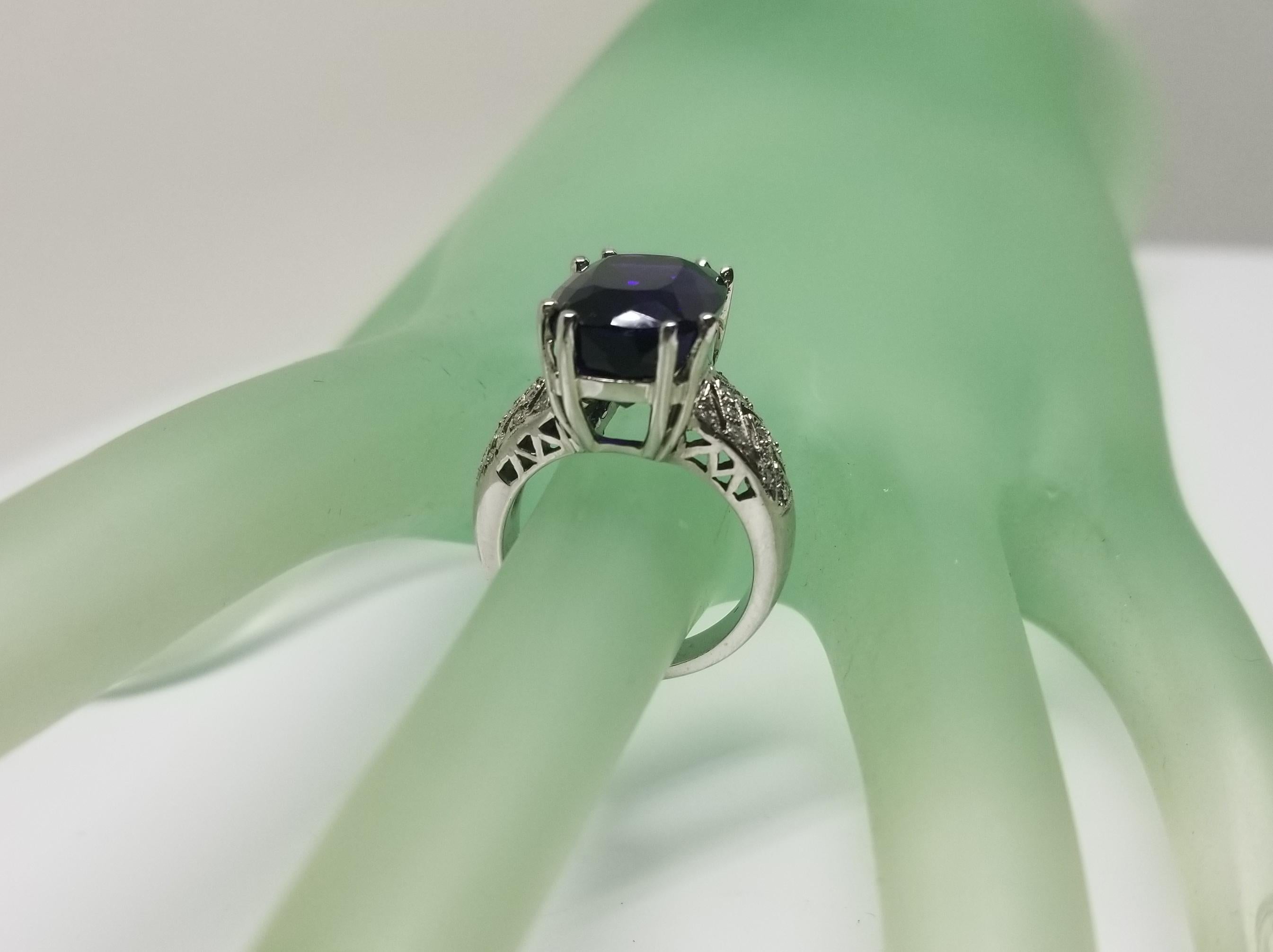 Women's 14 Karat Amethyst and Diamond Ring For Sale