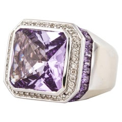 Amethyst and Diamond Ring in White Gold