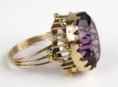 14 Karat Amethyst Gold Ring 19th Century Claw Set