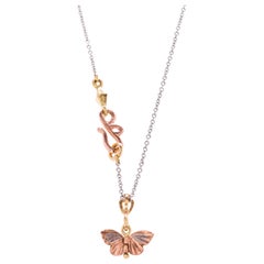 14 Karat and 18 Karat Gold Tiny Asterope Hinge Butterfly Necklace 