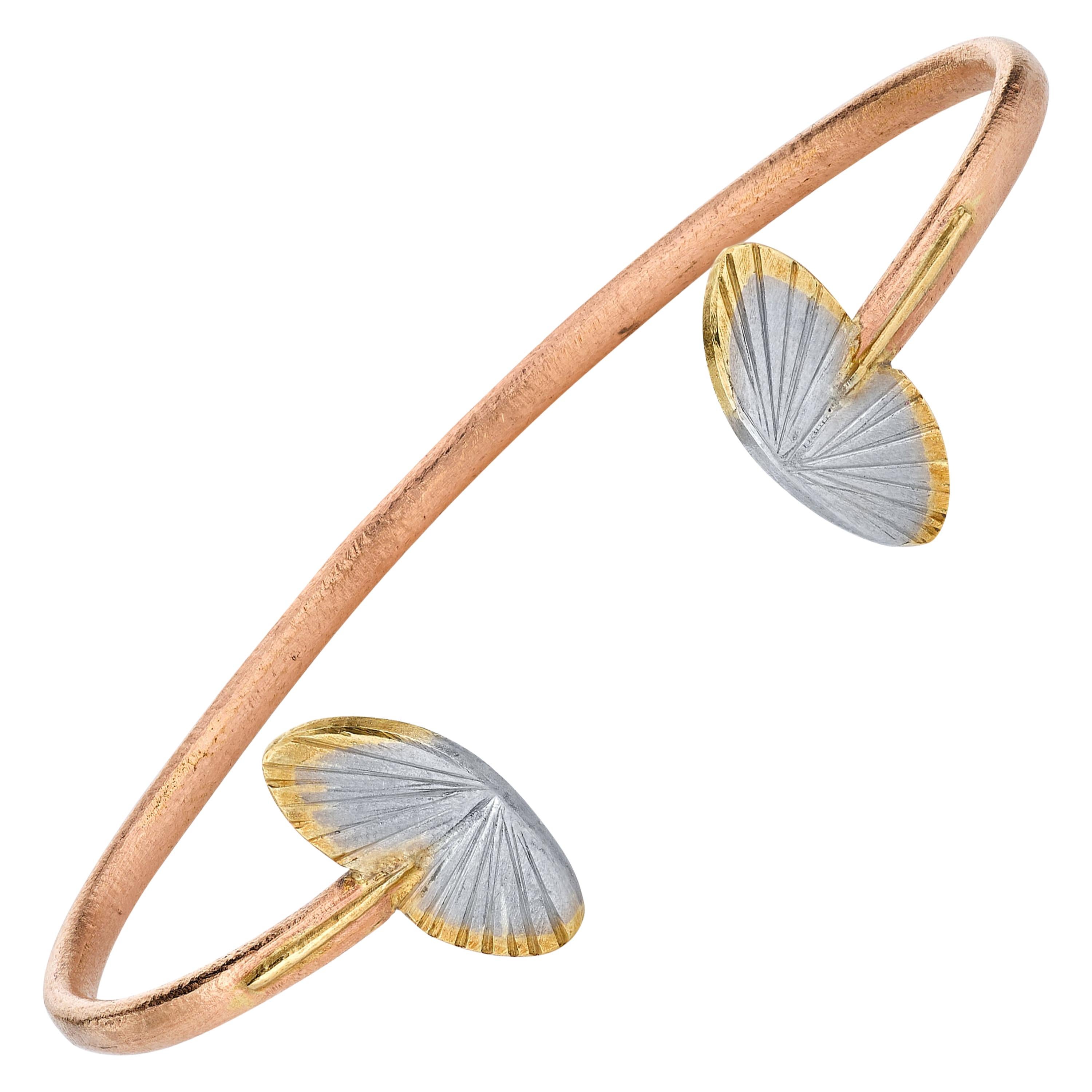 14 Karat and 18 Karat Open Wing Asterope Butterfly Cuff Bracelet  For Sale