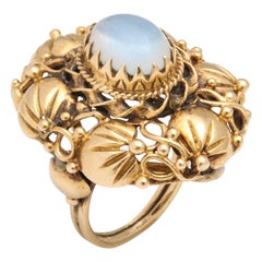 Vintage 14 Karat and Moonstone Art Nouveau Ring