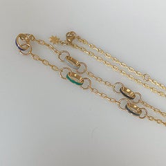14 Karat and Multi Colored Enamel Link Chain