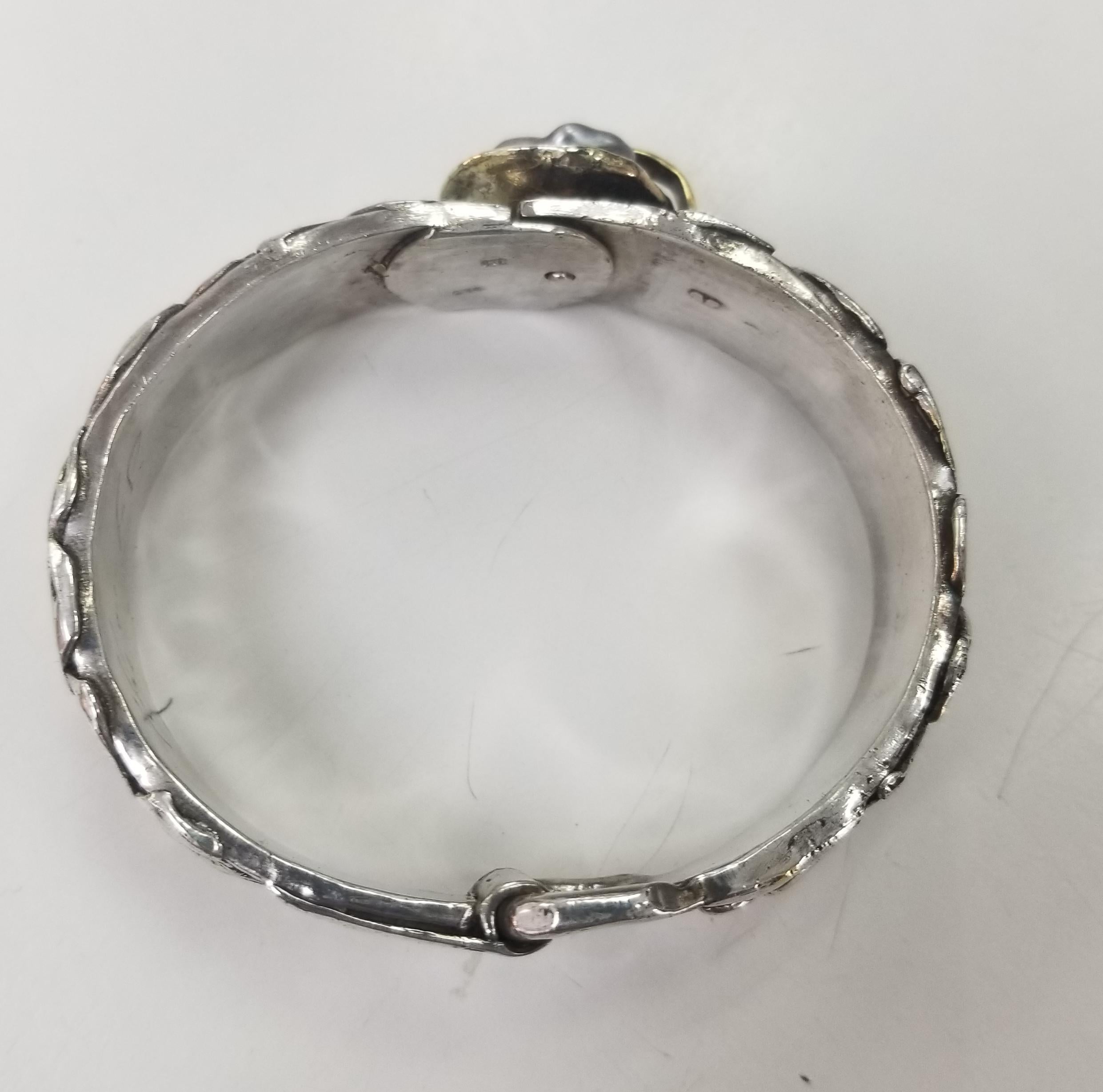 Women's or Men's 14 Karat and Silver Pearl Bracelet