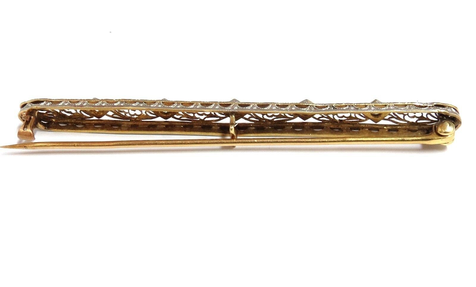 14 Karat Antique Edwardian .30 Carat Diamonds Brooch Pin Hairclip In Good Condition In New York, NY