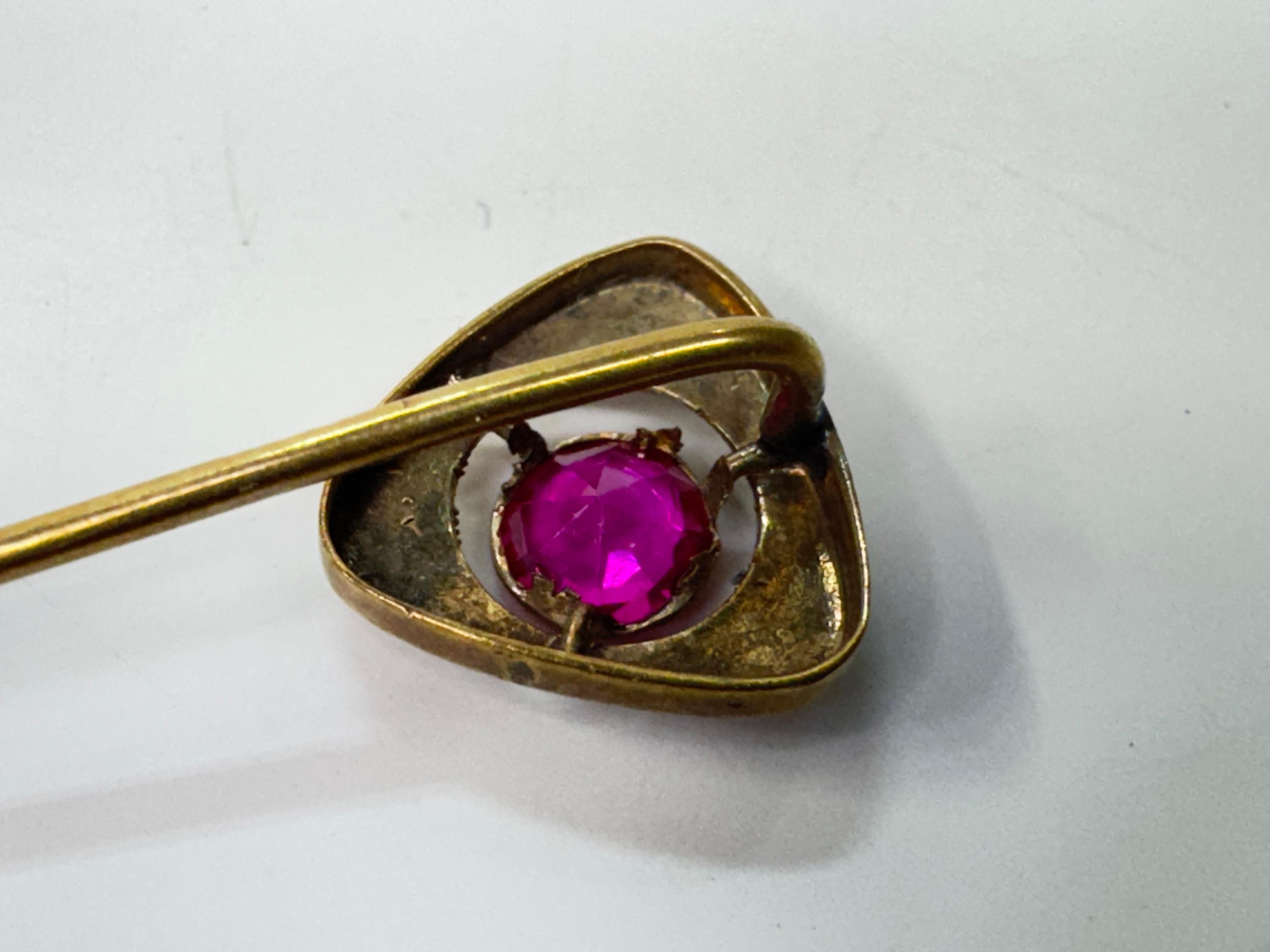 14 Karat Antique Ruby Hat Pin In Good Condition For Sale In Palm Desert, CA