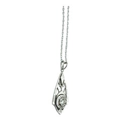 14K Art Deco Diamond Pendant, .33 Carat VS2 G, Unisex, USA, 2023