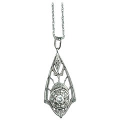 14 Karat Art Deco .33 Carat Diamond Pendentif