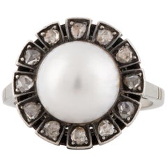 Art Deco Perlen-Diamant-Ring