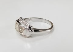 14 Karat Art Deco Style Diamond Filigree Ring with 3 Princess Cut Diamonds