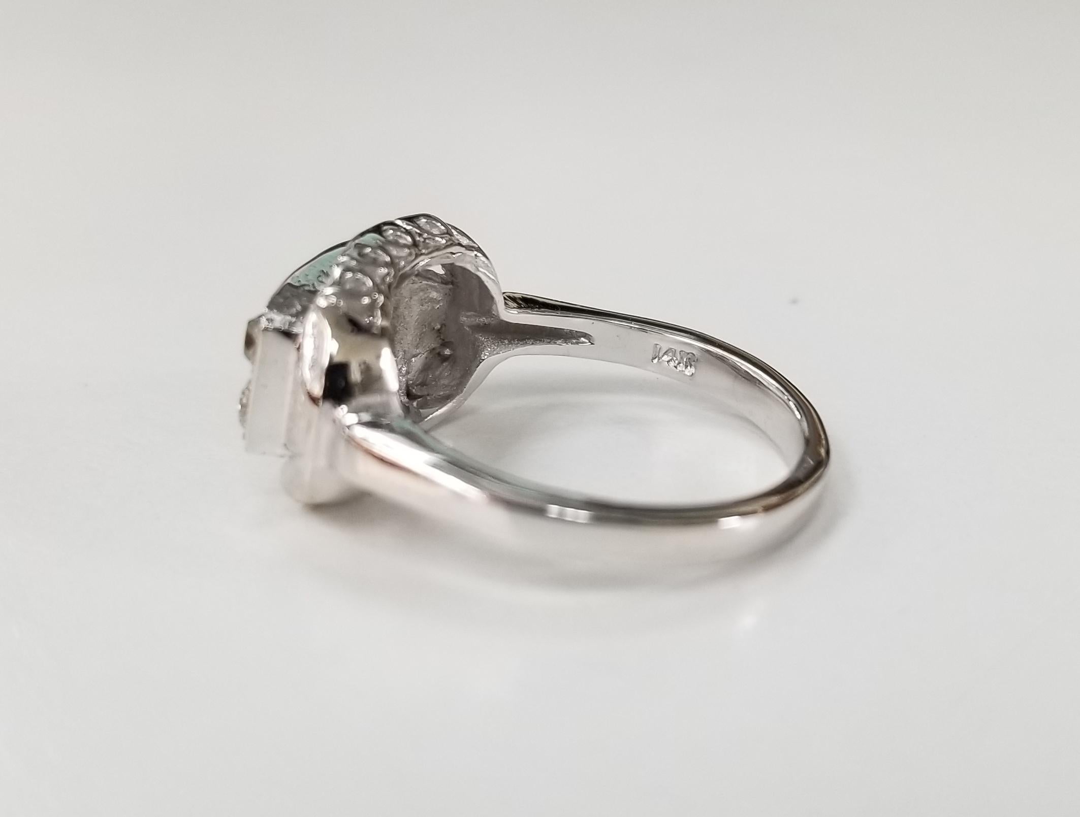 Art déco 14 Karat Art Deco Style Diamond Filigree Ring with .65 Points en vente