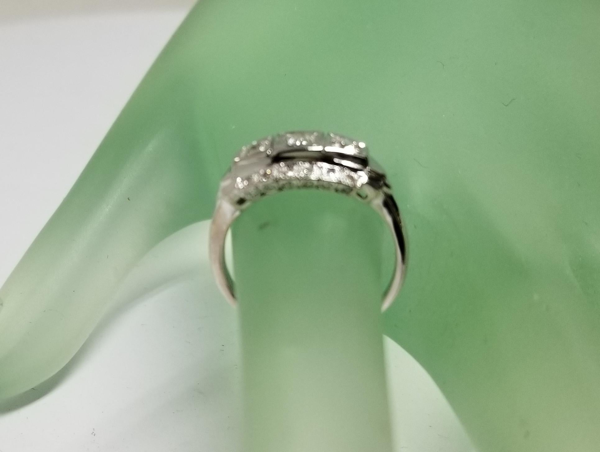 14 Karat Art Deco Style Diamond Filigree Ring with Rose Cut Diamonds For Sale 1