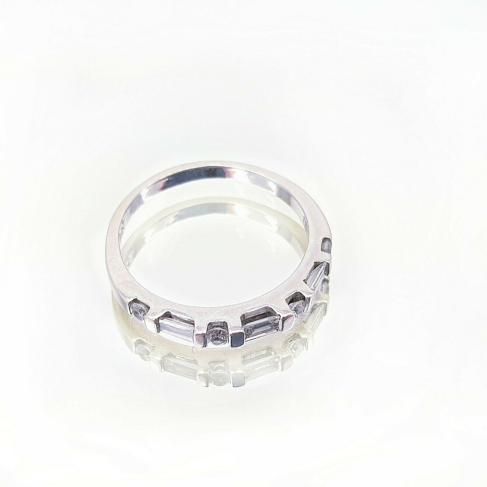 Contemporary 14 Karat Baguette and Round Diamond Wedding Ring