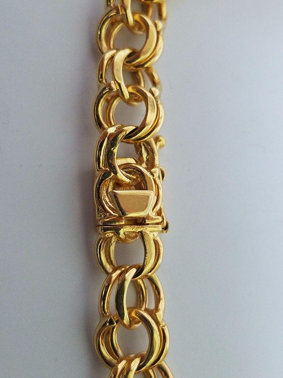 Women's or Men's 14 Karat Base Bracelet for Charms Durable 27 Grams