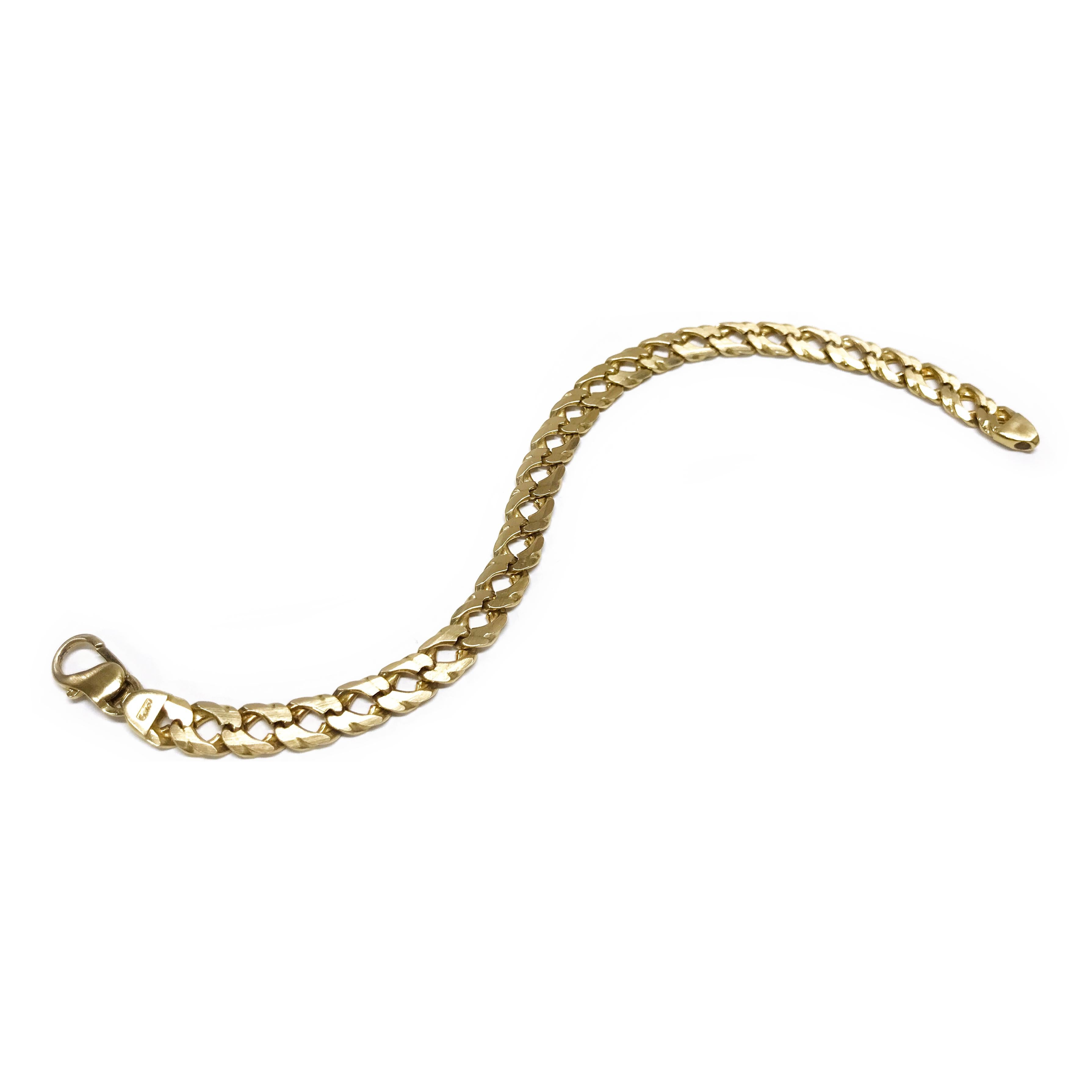 Retro 14 Karat Beveled Curb-Link Bracelet For Sale