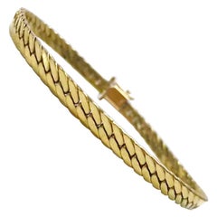 14 Karat Beveled Herringbone Bracelet Bangle