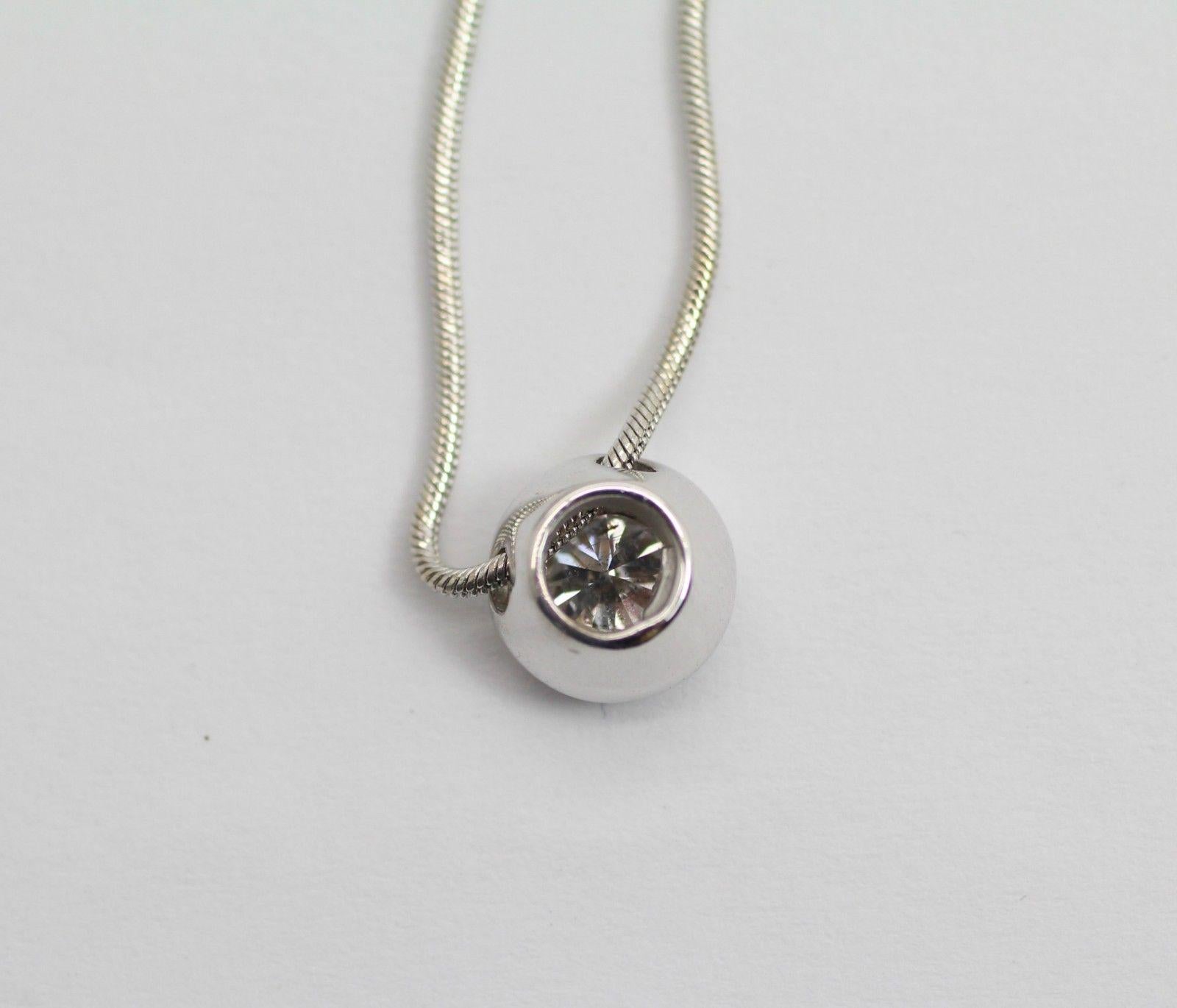 14 Karat Bezel Diamond Pendant .63pts In New Condition For Sale In Los Angeles, CA