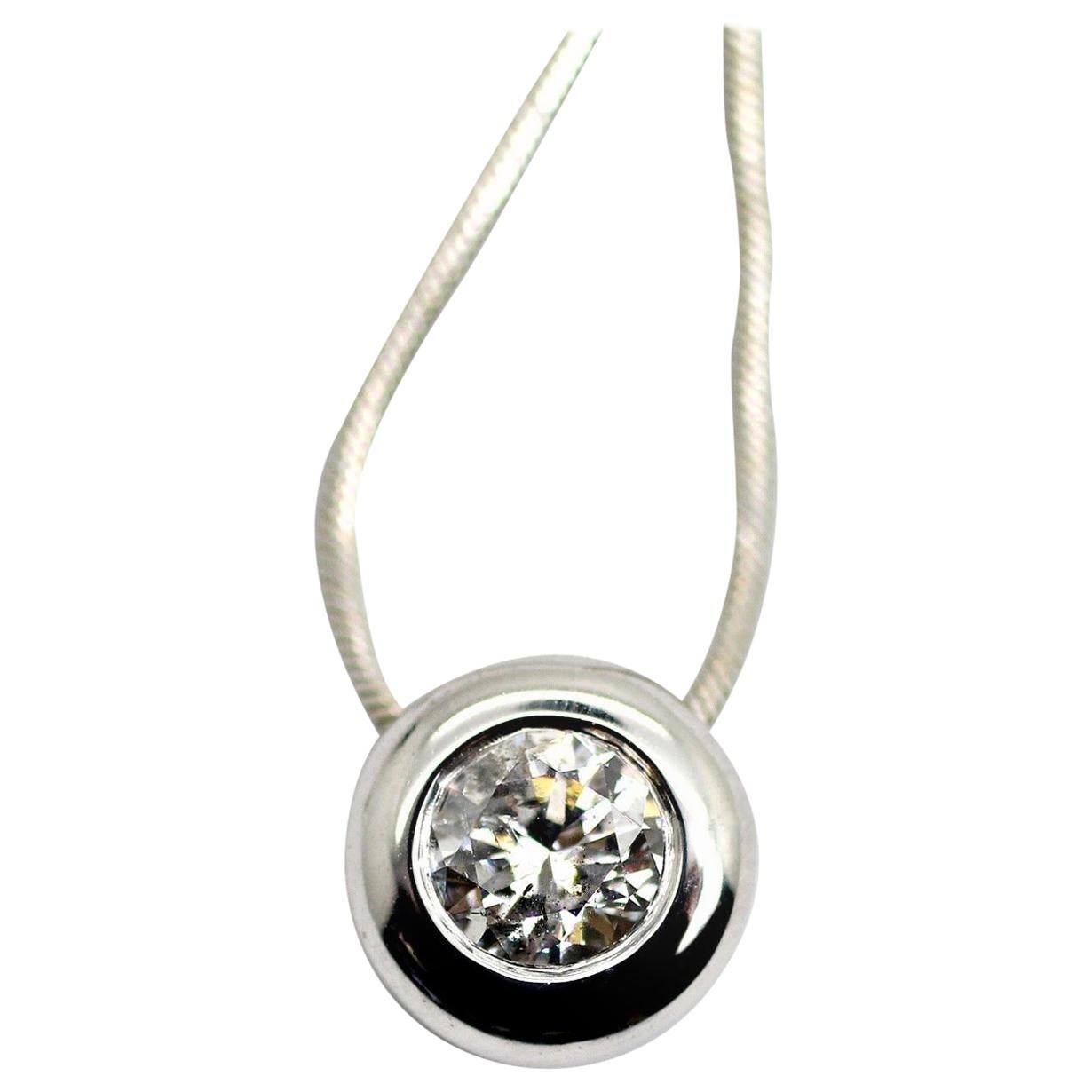 14 Karat Bezel Diamond Pendant .63pts For Sale