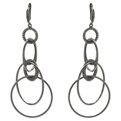 14 Karat Black Gold Diamond Multi Circle Drop Earrings