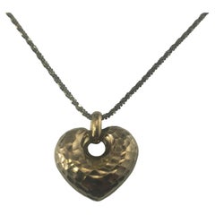 Vintage 14 Karat Black Gold Heart Pendant Necklace #16779
