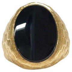 14 Karat Black Onyx Crosshatch Ring