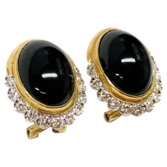 14 Karat Black Onyx Diamonds Earrings