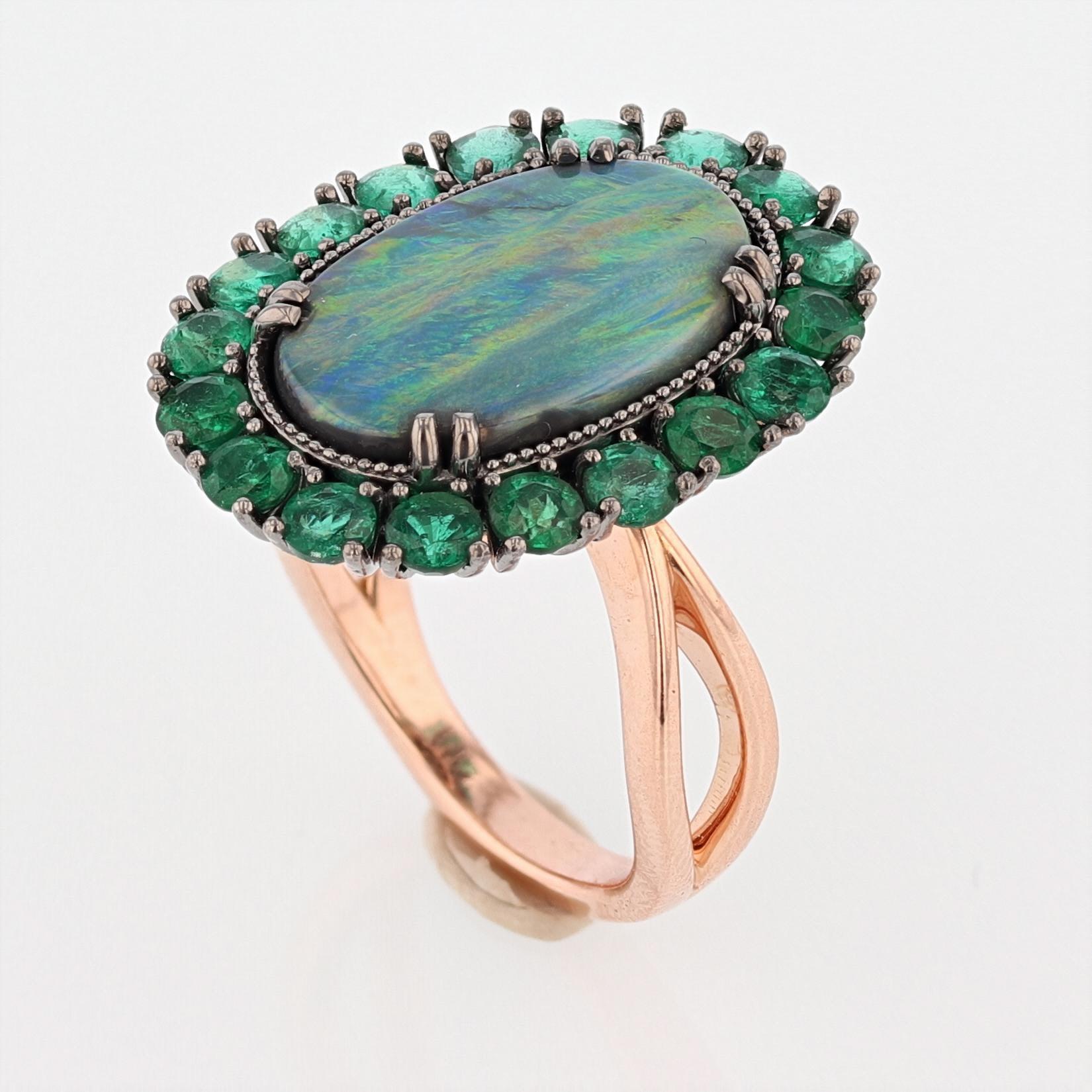black rhodium opal ring